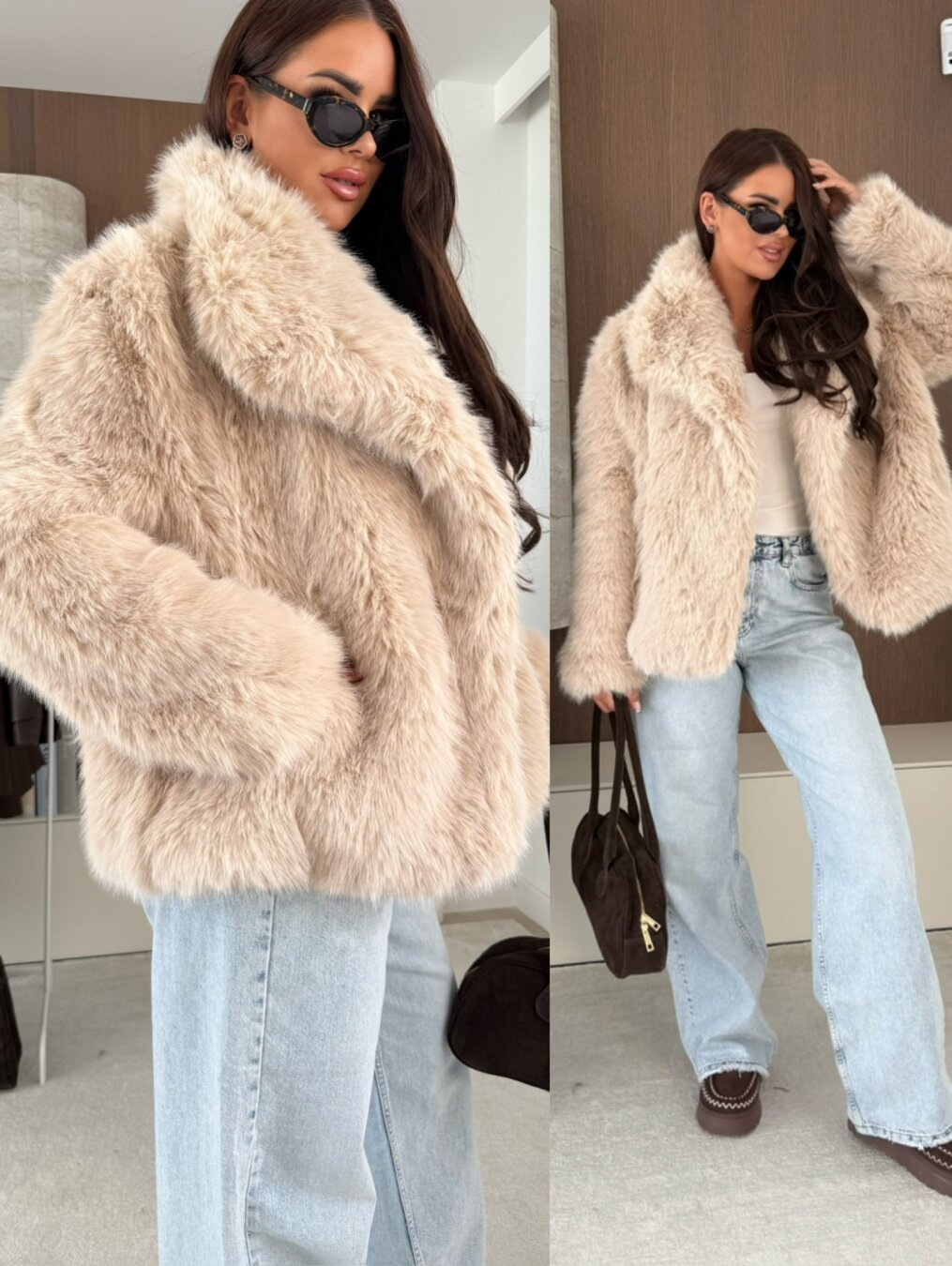 CAZADORA EFECTO PELO BEIGE