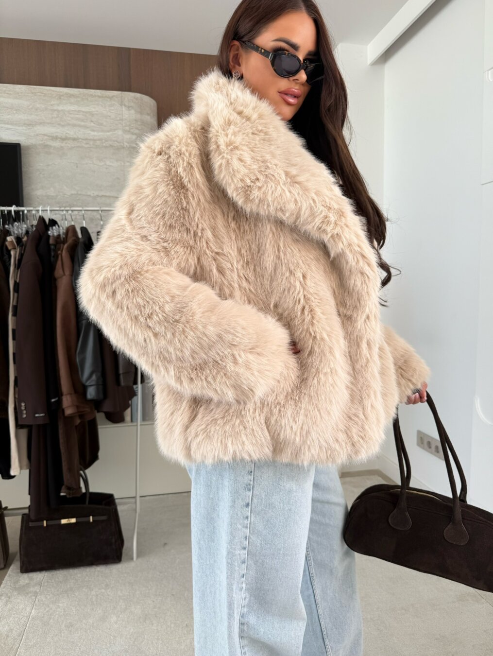 CAZADORA EFECTO PELO BEIGE