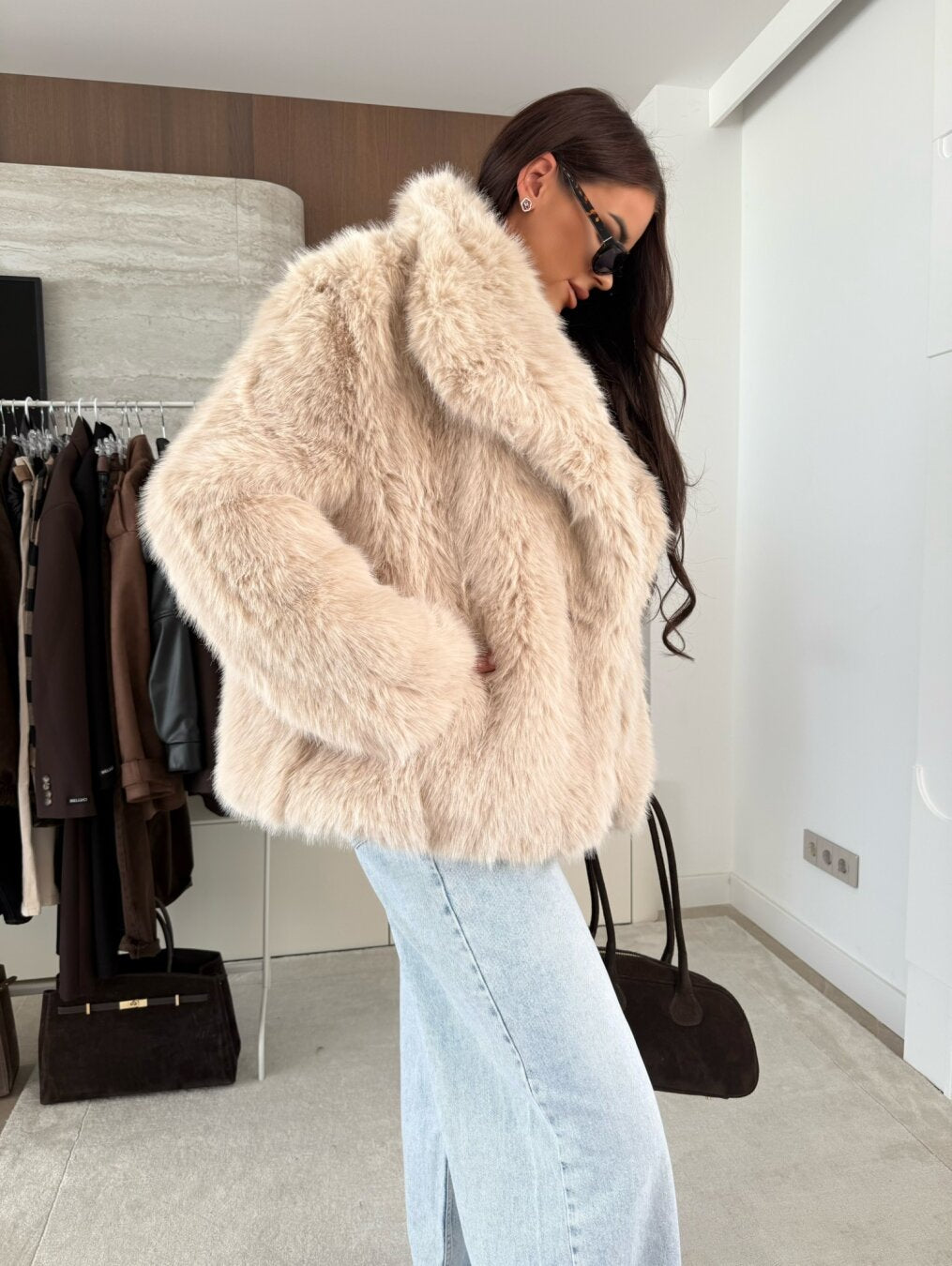 CAZADORA EFECTO PELO BEIGE