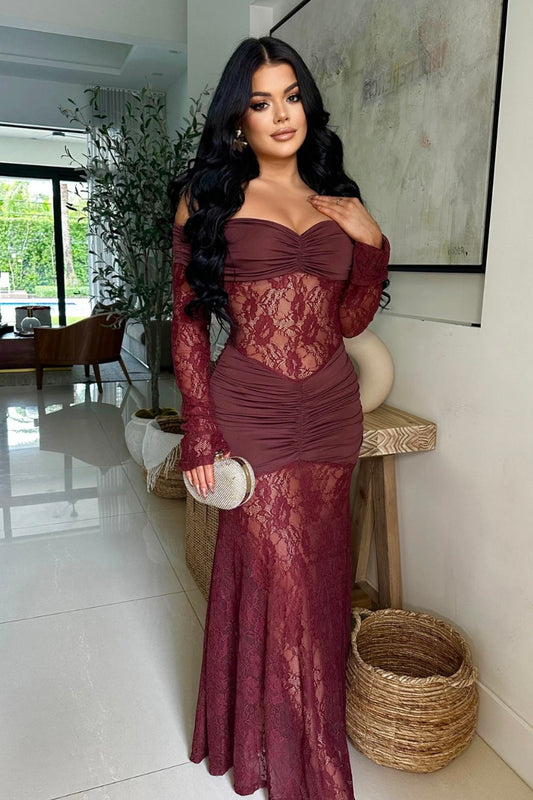 VESTIDO CAROLINE ENCAJE BURDEO