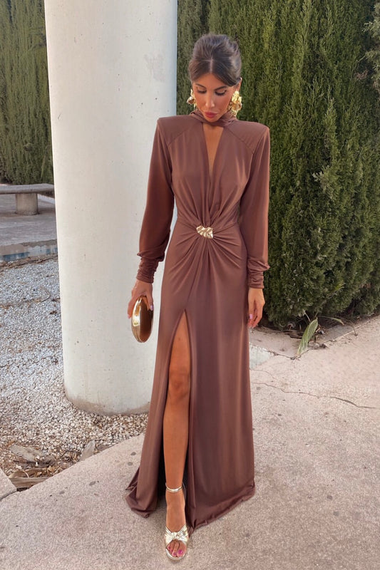 VESTIDO VALERIA MARRON