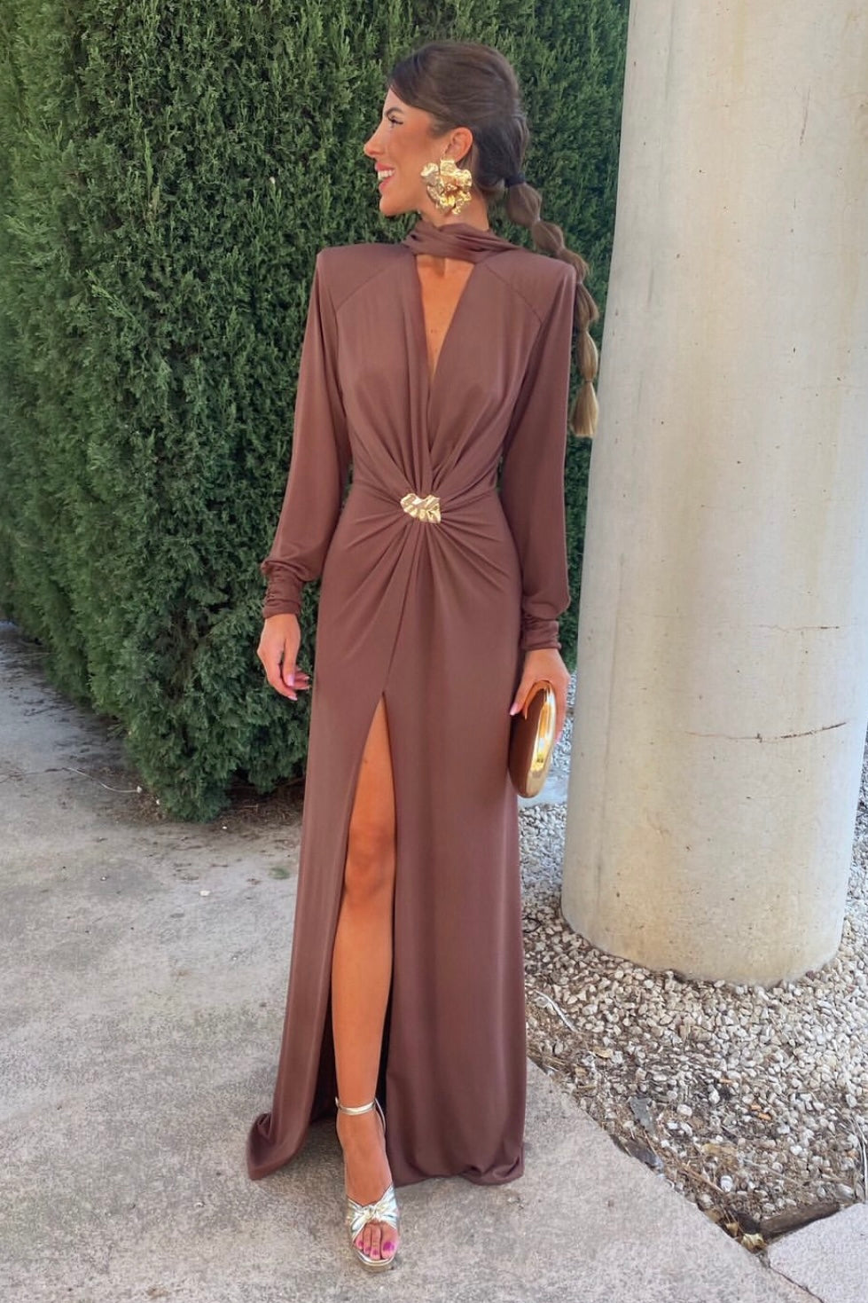 VESTIDO VALERIA MARRON