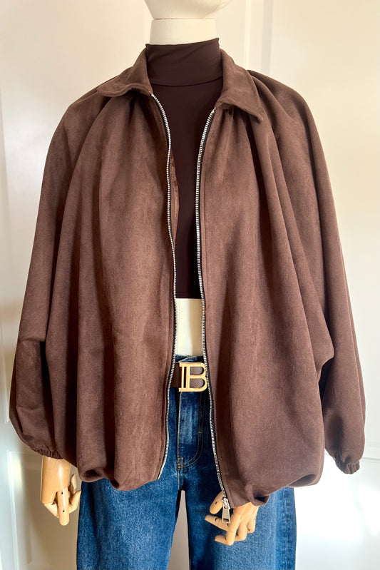 CHAQUETA BOMBER EFECTO ANTE CHOCOLATE
