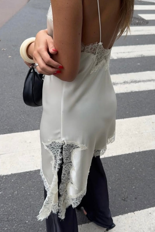 VESTIDO LENCERO ENCAJE CREMA