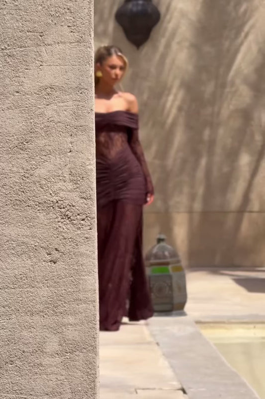 VESTIDO CAROLINE ENCAJE MARRON