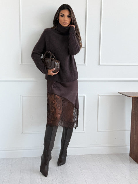 MAXI VESTIDO LENCERO SARA MARRON