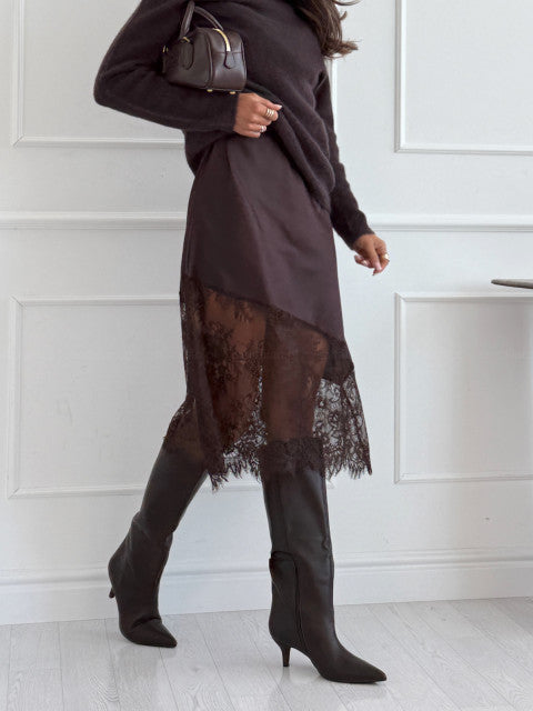 MAXI VESTIDO LENCERO SARA MARRON