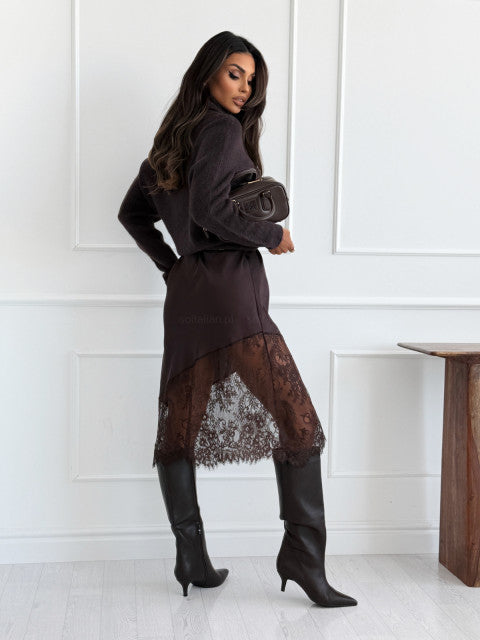 MAXI VESTIDO LENCERO SARA MARRON